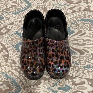 Dansko Multicolor Leopard Print Clogs
